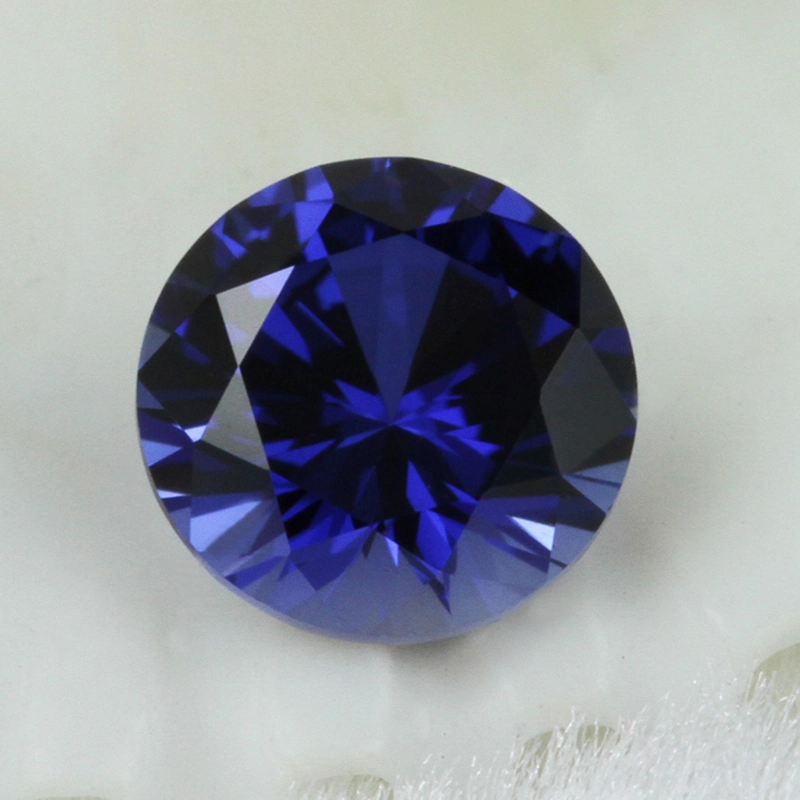 Wholesale Round Brilliant Cut/ Fancy Faceted Cut 33# Sapphire Blue Corundum Loose Gemstones Synthetic 34# Blue Sapphire Corundum