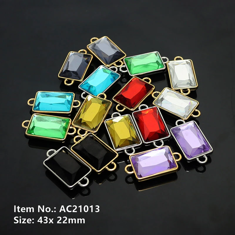 Square Pendant Fashion Jewelry Making Accessories Smoothly Natural Gemstone Connector AC21013